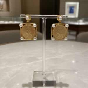 Victorian Sovereign Coin Earrings with Pearl Accents | Handcrafted Statement Studs