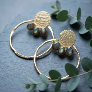 The Labradorite Halo Hoops