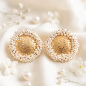 The Grand Pearl Halo Studs