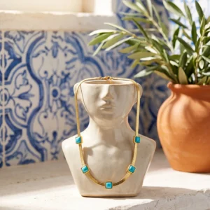 The Azure Path: Pure Turquoise Geometric Choker