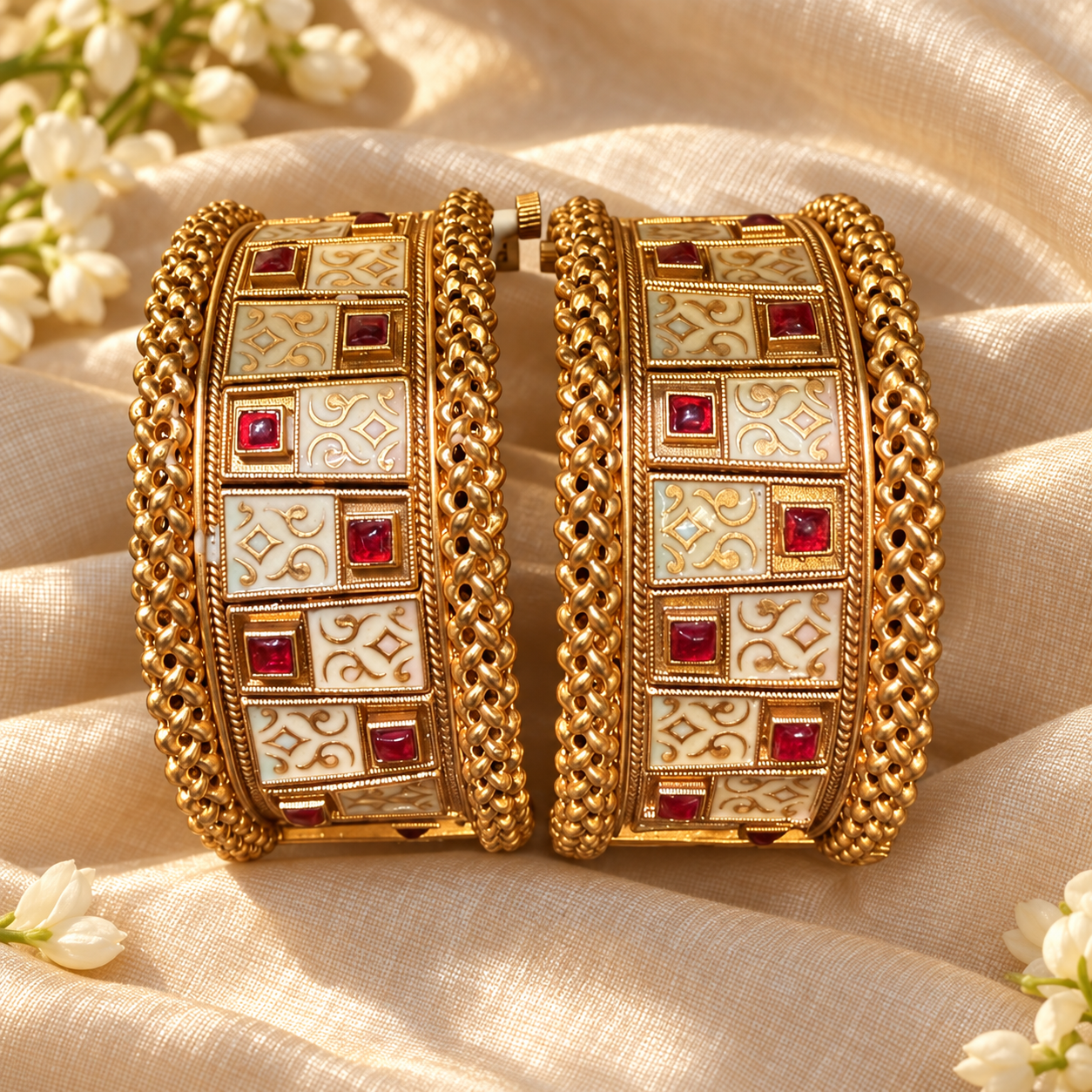 The Ivory Rubina Darbar Kada Pair