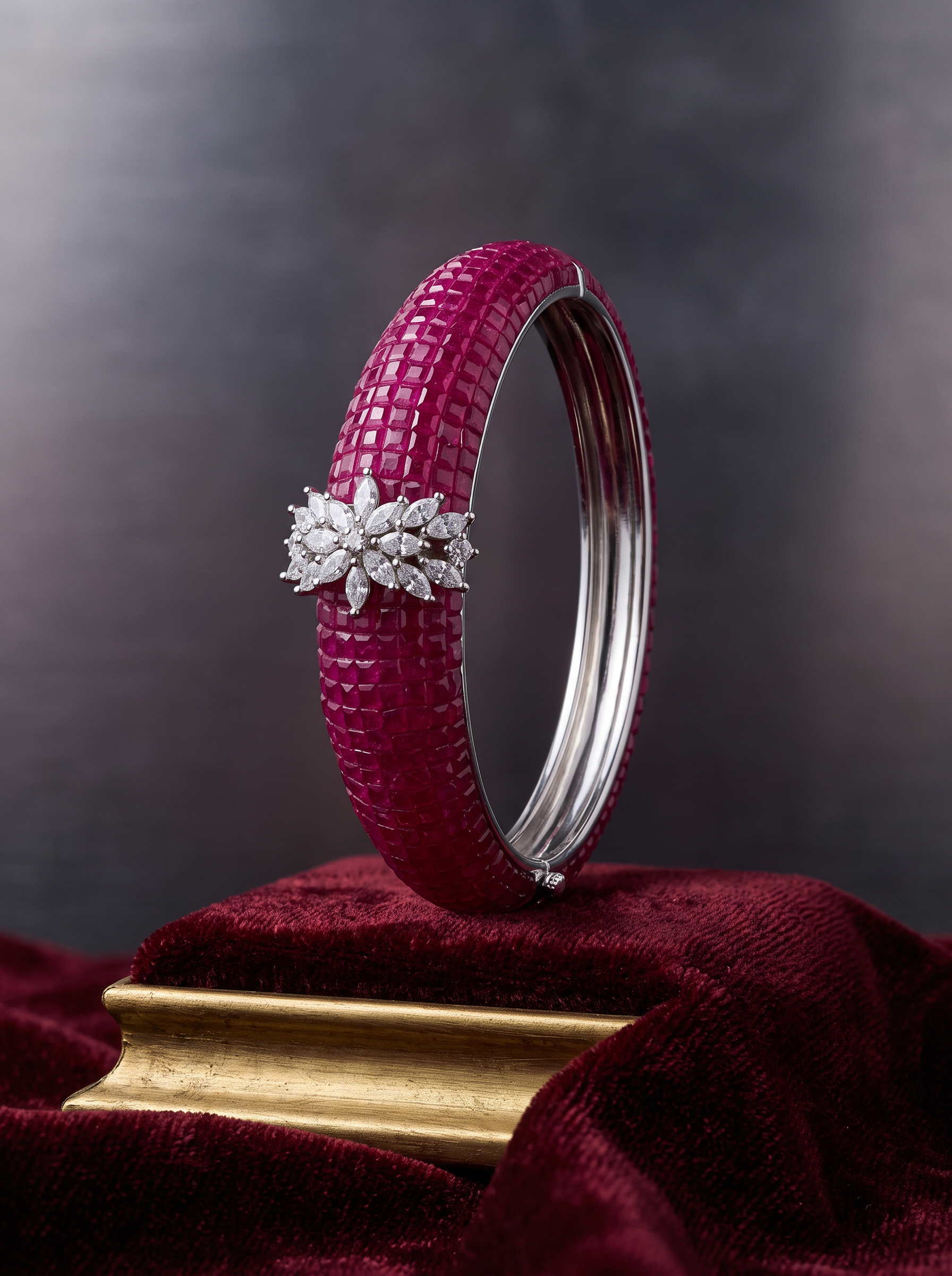The Gulnaar Empress Bangle — A Royal Magenta Crystal Bloom - Image 2