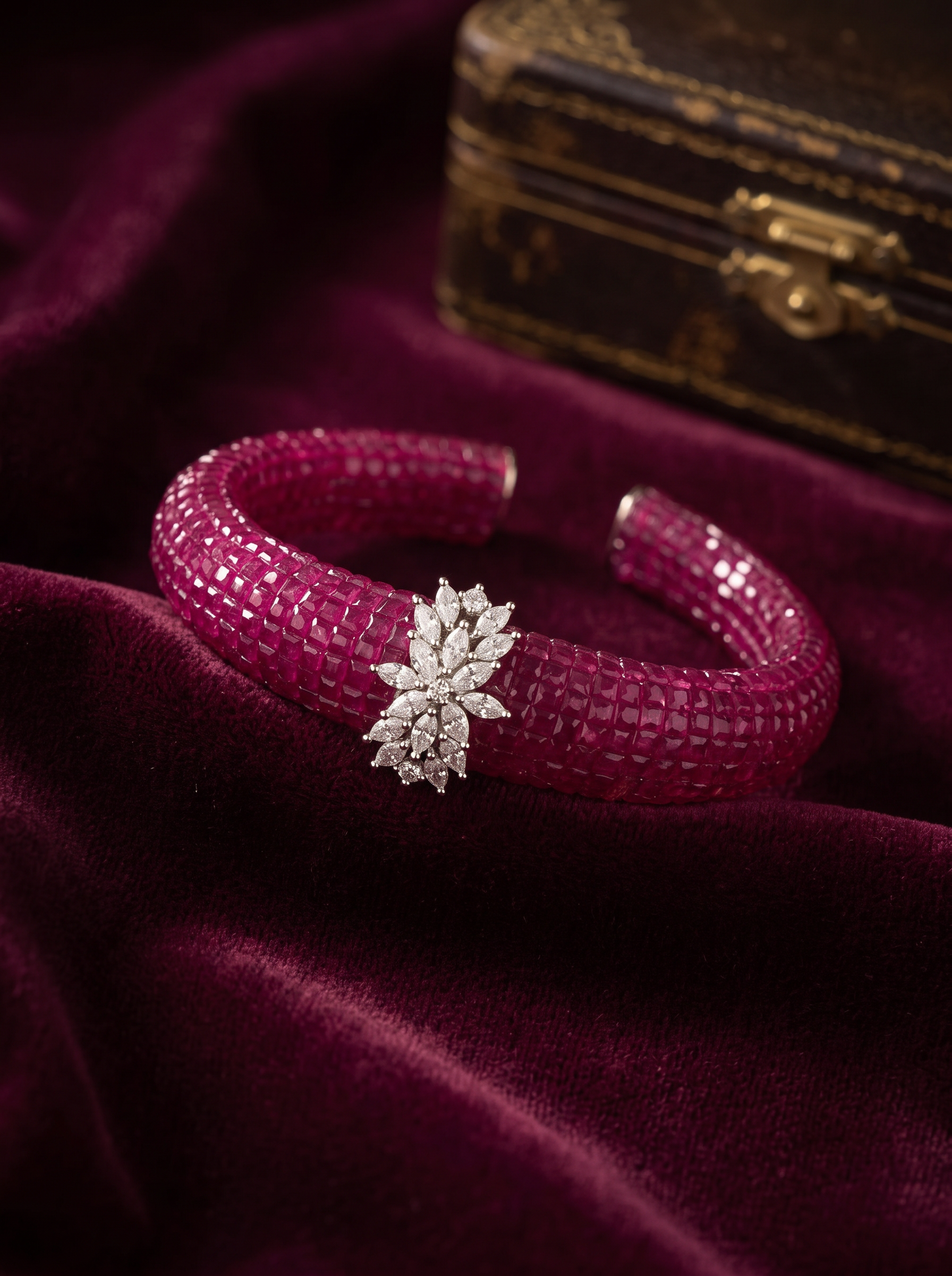 The Gulnaar Empress Bangle — A Royal Magenta Crystal Bloom - Image 3