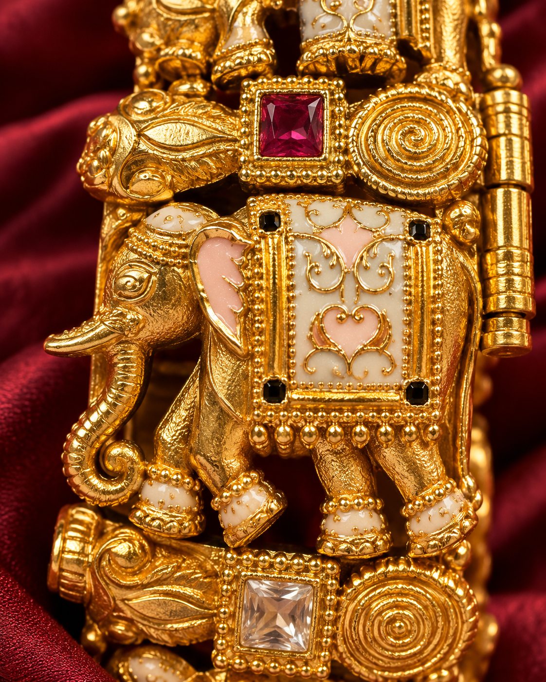 The Royal Gajraj Procession Kada Pair – Handcrafted Elephant Enamel Heritage Statement Bangles - Image 3