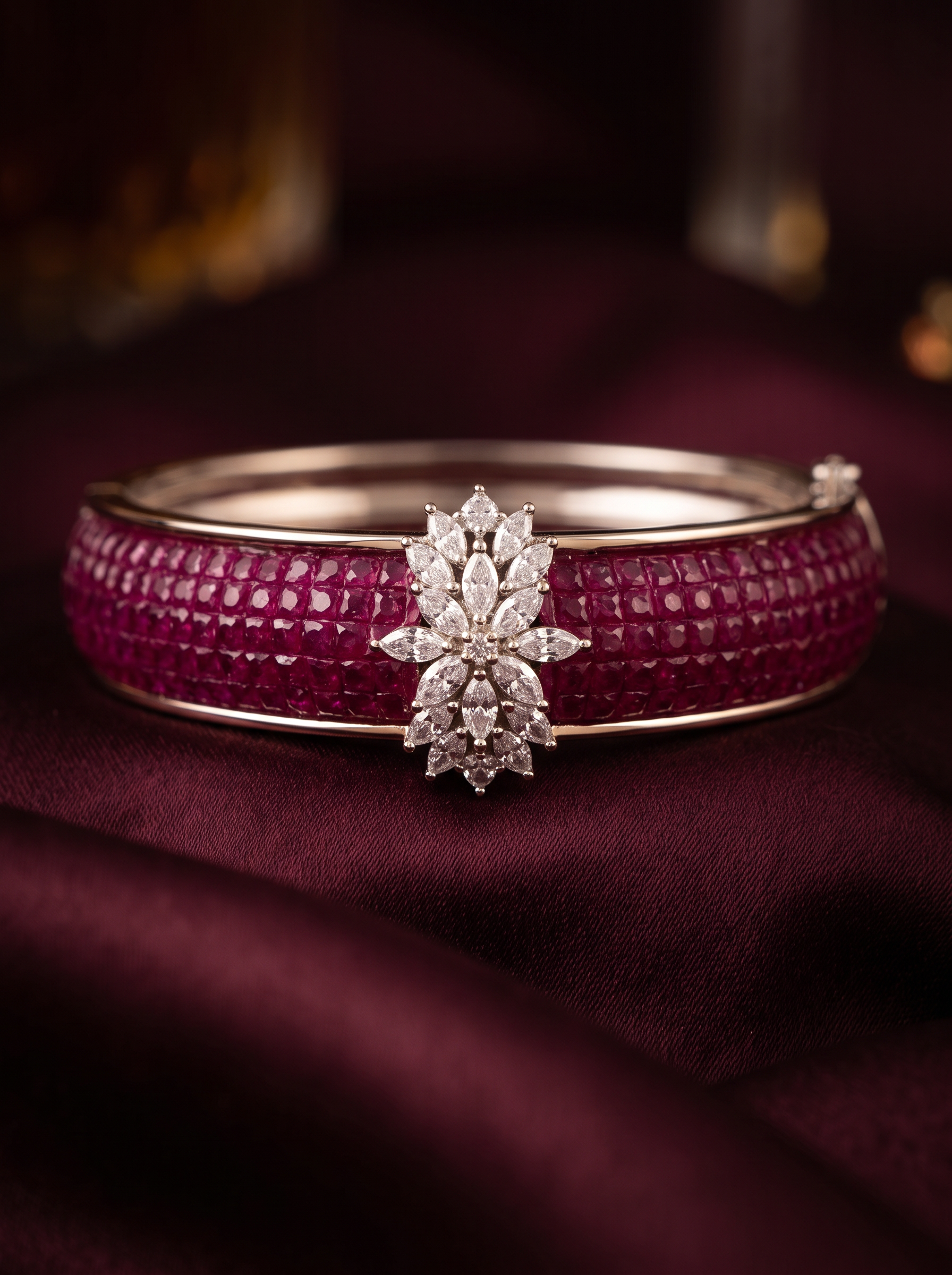 The Gulnaar Empress Bangle — A Royal Magenta Crystal Bloom - Image 5