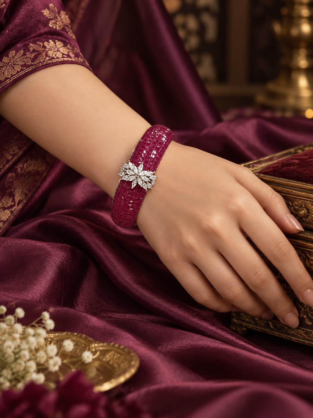 The Gulnaar Empress Bangle — A Royal Magenta Crystal Bloom - Image 6