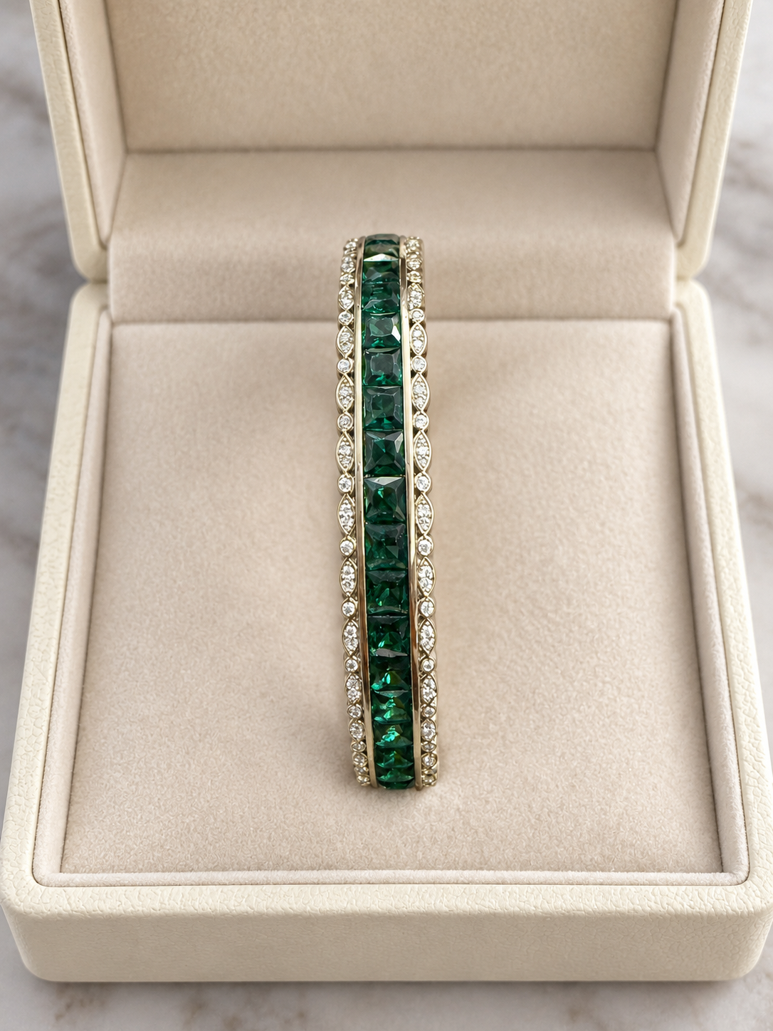 Emerald Linear Crystal Bangle - Image 5