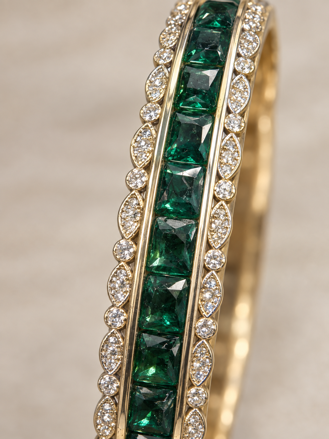 Emerald Linear Crystal Bangle - Image 4