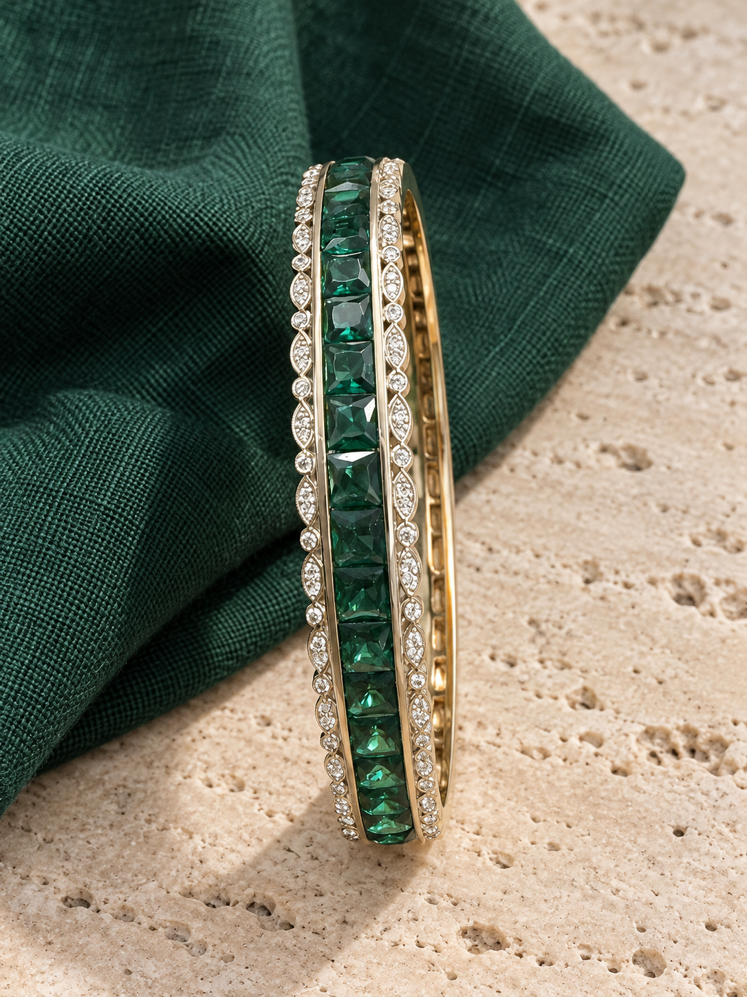 Emerald Linear Crystal Bangle - Image 3