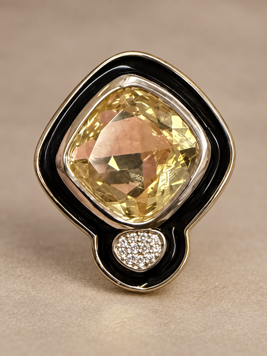 Champagne Crystal & Black Enamel Stud Earrings - Image 4