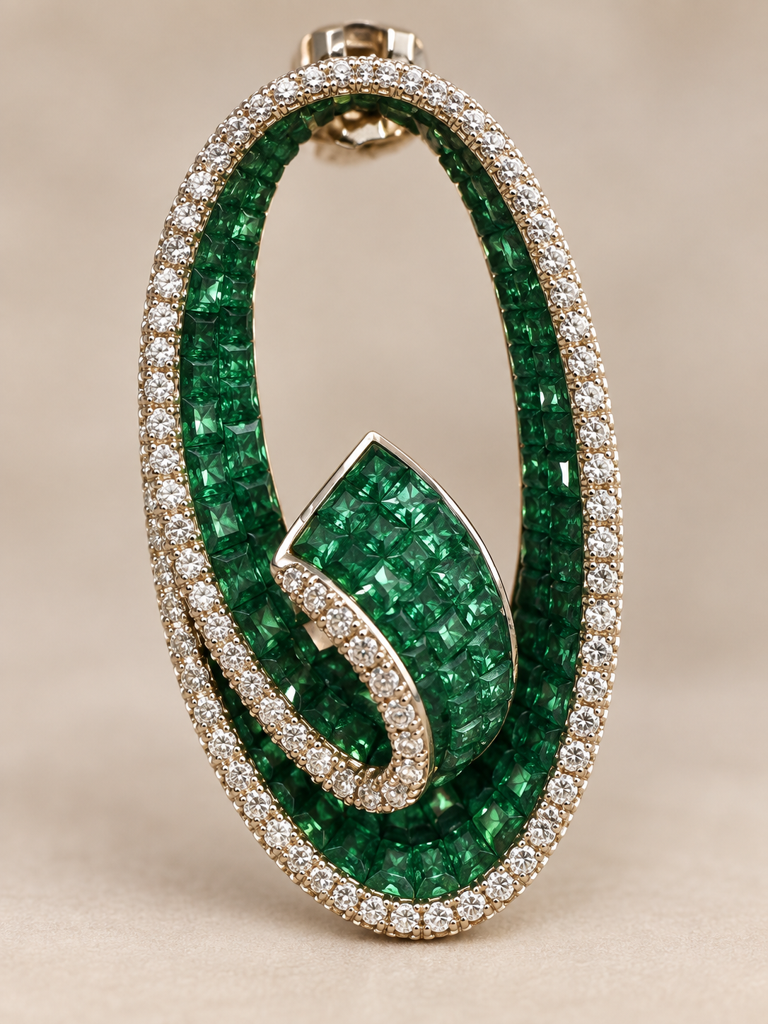 Emerald Eternal Flame Crystal Statement Earrings - Image 3