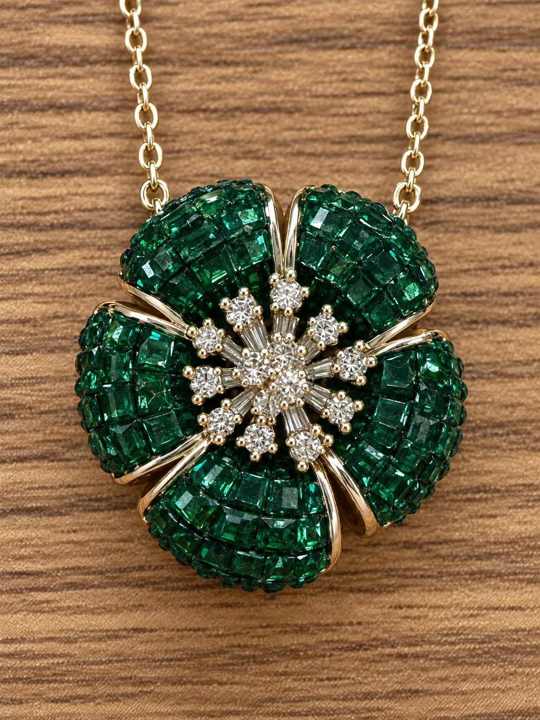 Emerald Starlight Blossom Pendant & Earrings Set - Image 5